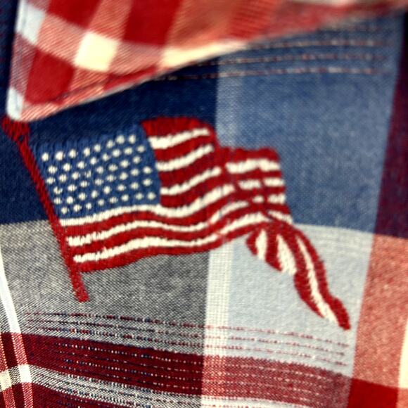 Angelique Size Medium Red White Blue Short sleeve top blouse vintage women - Picture 3 of 7